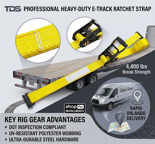 1 Heavy-Duty 2" x 20' E-Track Ratchet Straps (8-Pack Bundle)