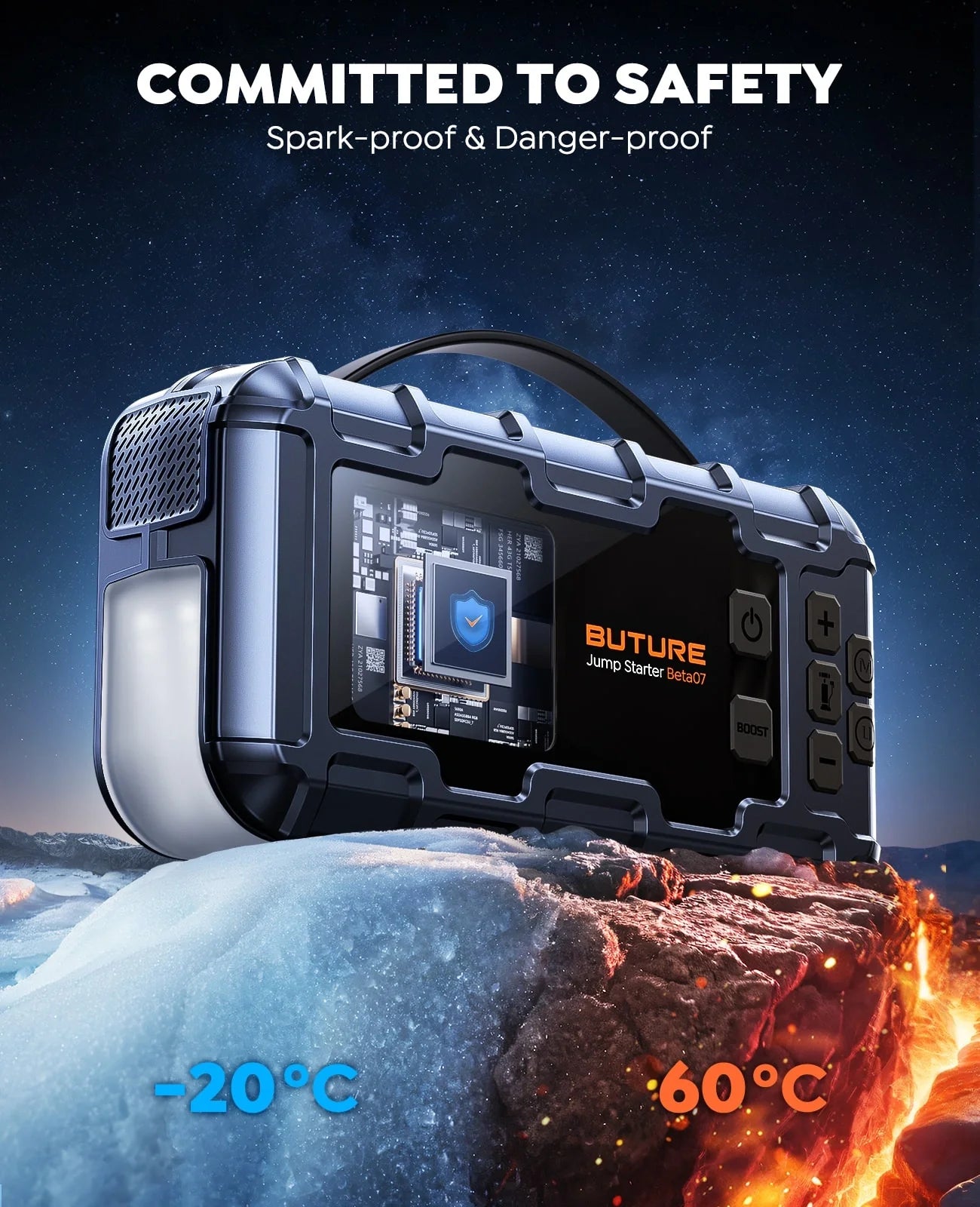【Flash Sale】Buture Beta07 Car Jump Starter 6000A With 160PSI Air Compressor