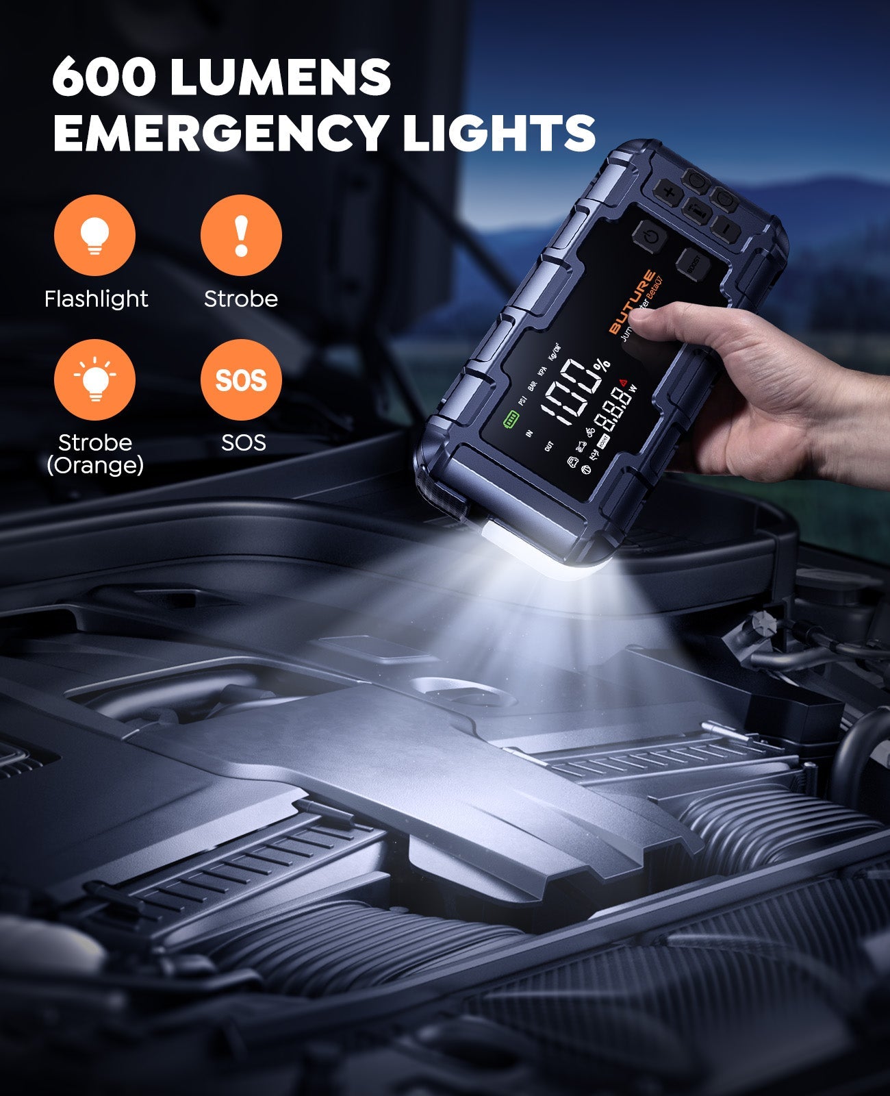 【Flash Sale】Buture Beta07 Car Jump Starter 6000A With 160PSI Air Compressor