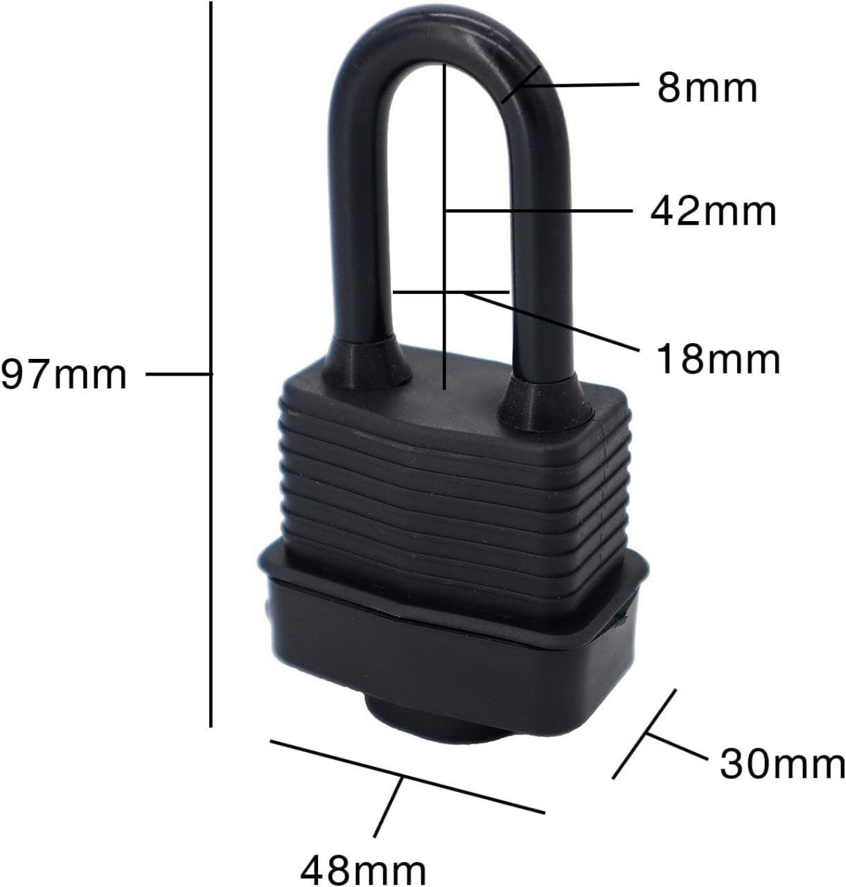 Waterproof Padlocks, Covered Heavy Duty Laminated, Long Padlock